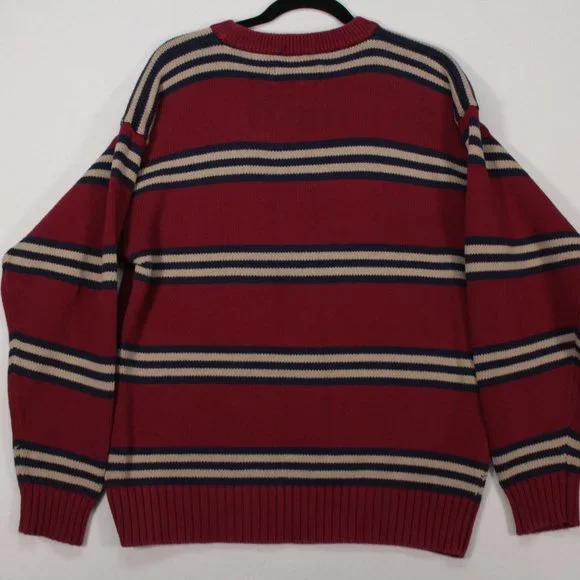 Vintage Eddie Bauer Sweater Men's Medium Red Long Sleeve Striped - Picture 9 of 12